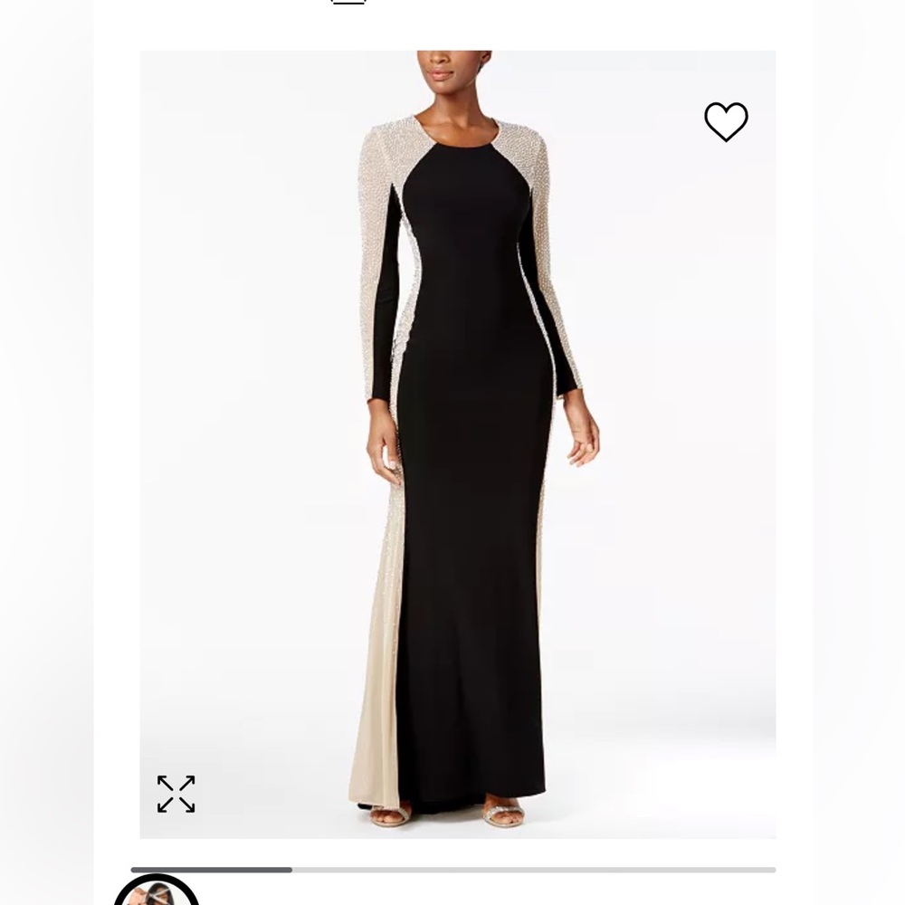 XSCAPE Black/ Nude/ Rhinestone Formal Gown.